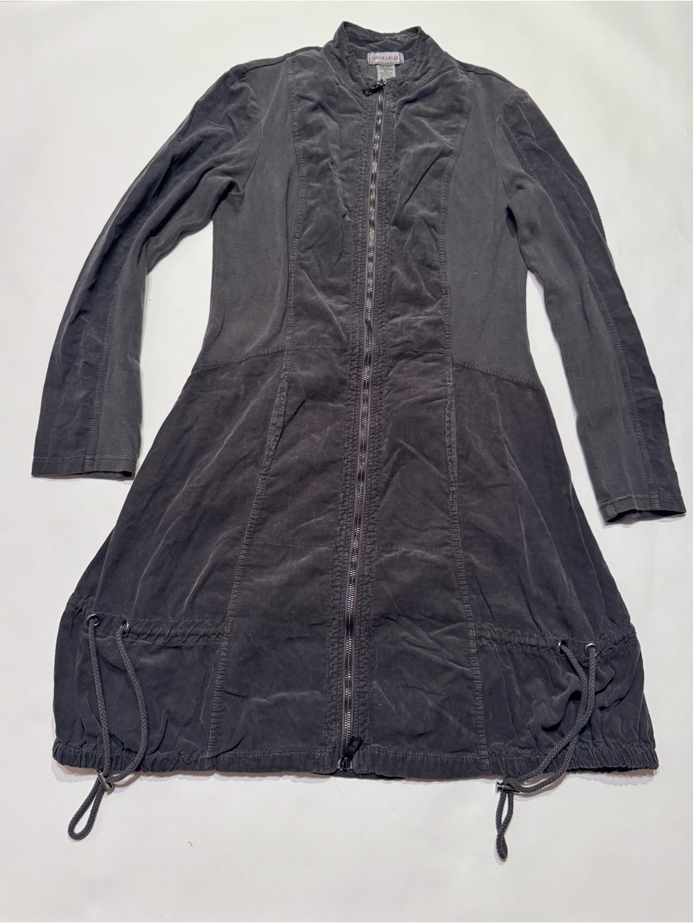 WEARABLES by XCVI Winifred Corduroy Jacket Gray Zip Long Sleeve Cinch Hem Medium